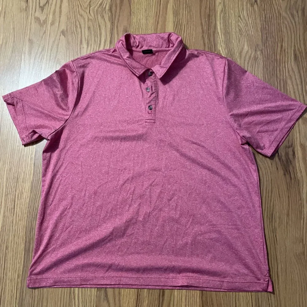 Short Par 4 Shirt Mens Sz XL Red Polo Golf Performance Stretch Casual - Picture 1 of 8